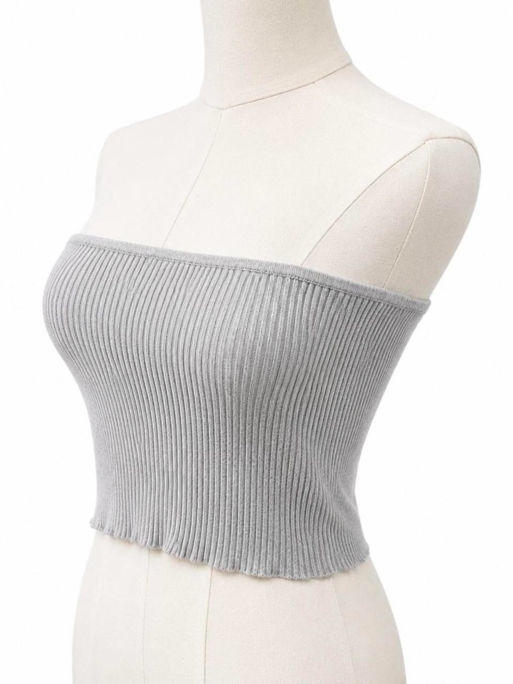Brandy Melville Grey Ribbed Tube Top One Size 80% Cotton - Picture 5 of 7